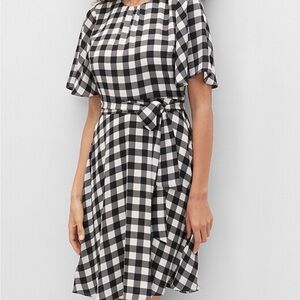 Banana Republic Factory Black and White Gingham Midi Dress